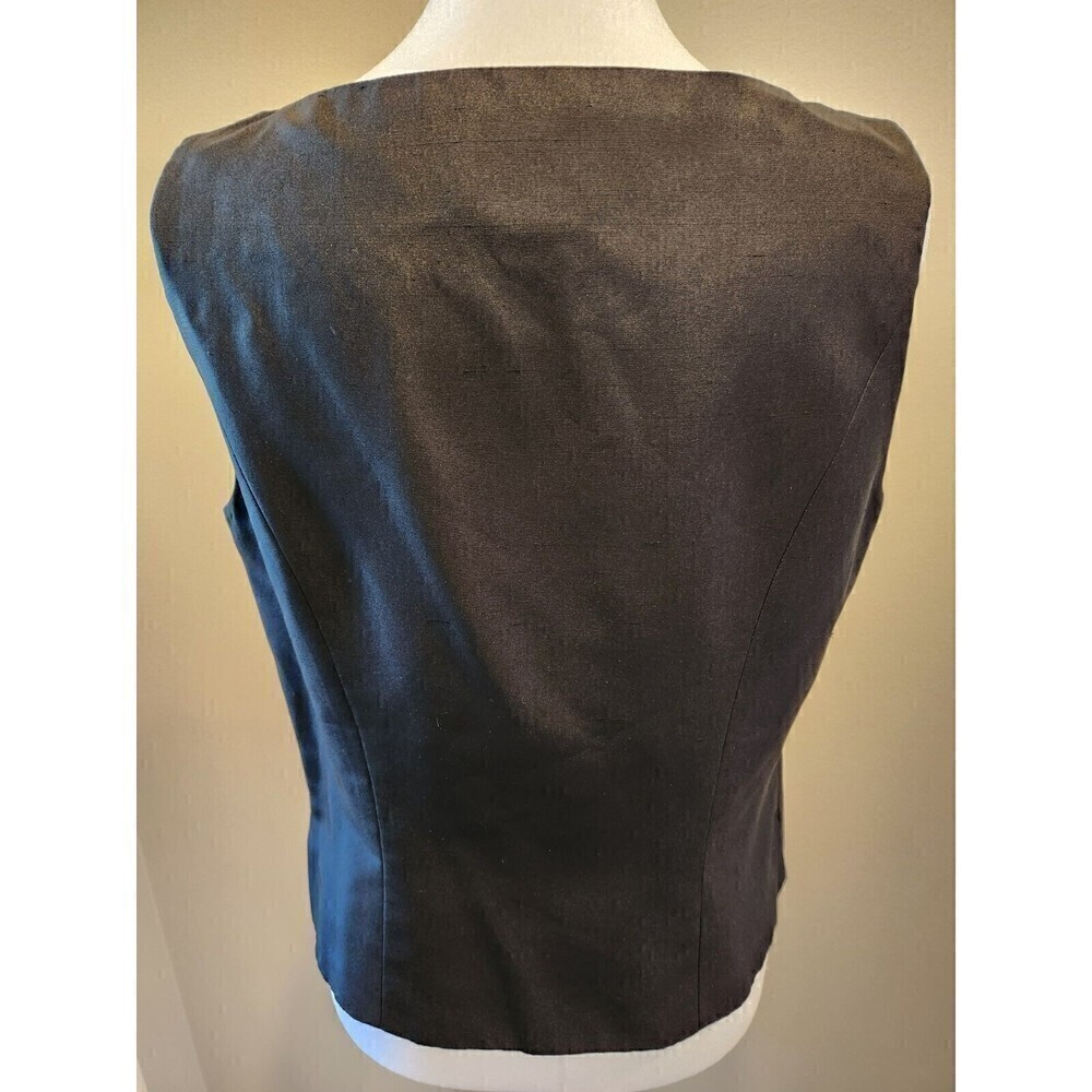 Adrianna Papell Vintage Silk Tank Black Embroidered Floral Side Zip Sz 6 EUC - Picture 6 of 7